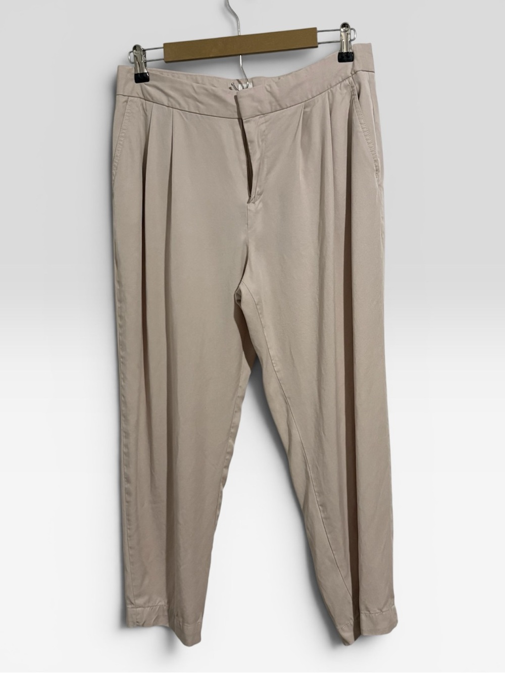 GAP Women's High Waist Light Beige Pleated Trousers